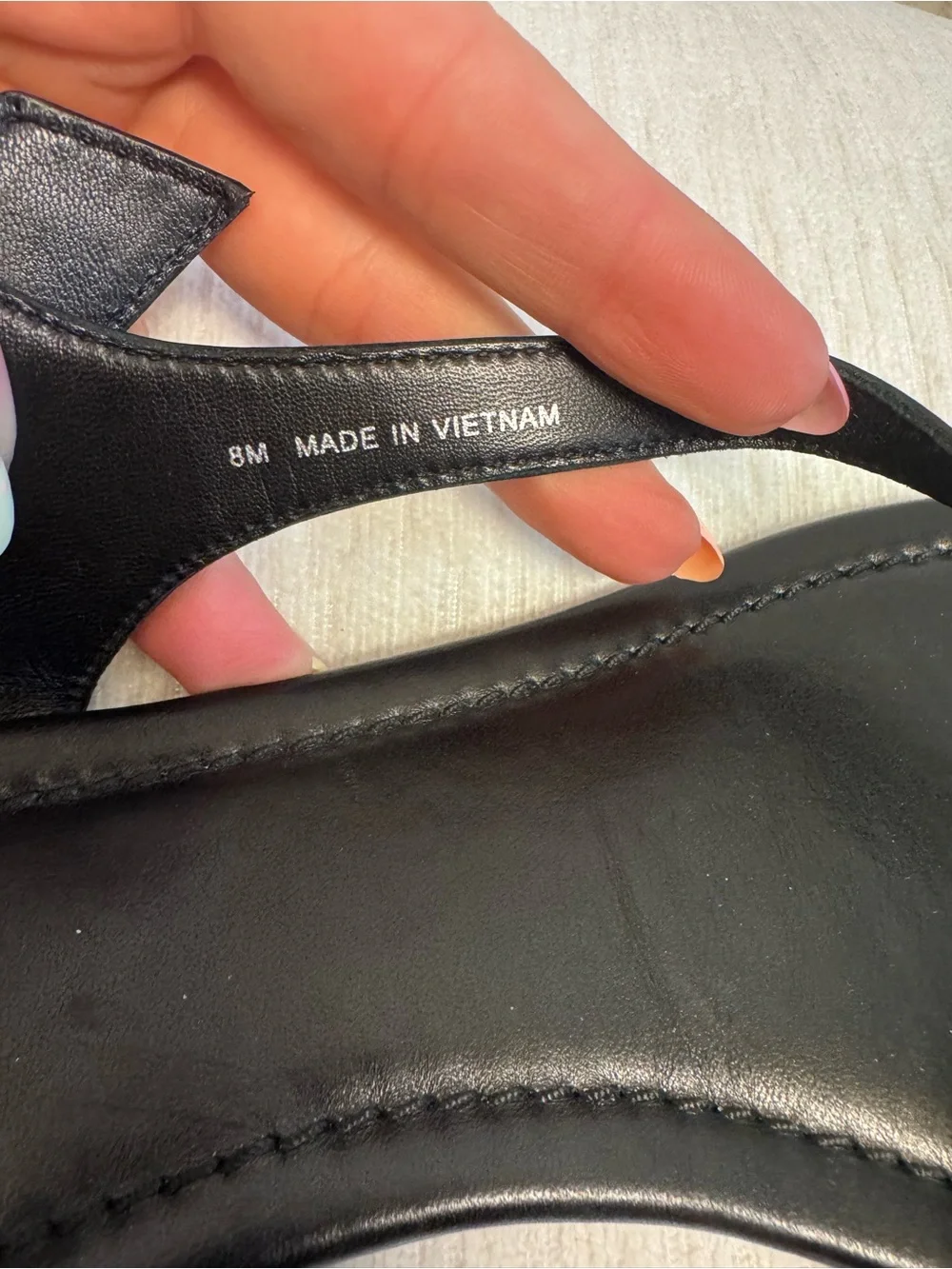 Tory Burch Black Leather Thong Sandals Size 8 Classic Logo
